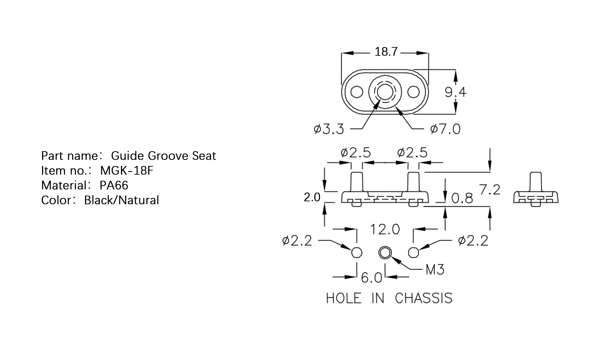 Guide Groove Seat MGK-18F